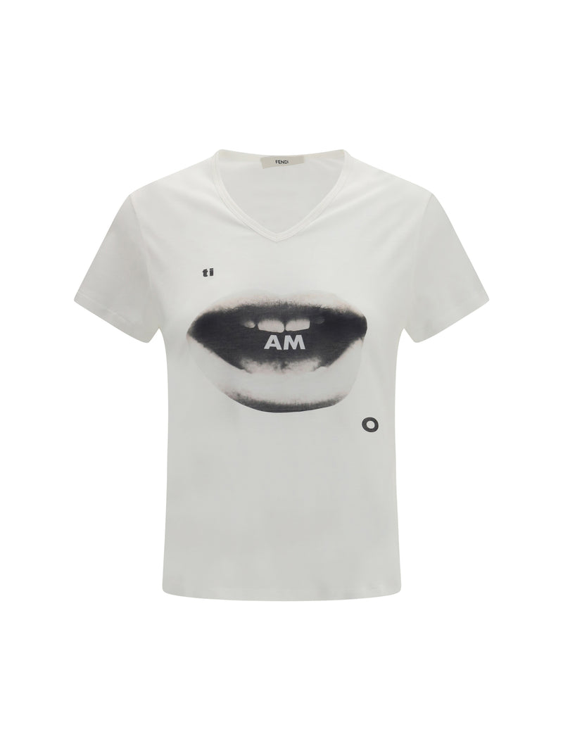Fendi Fendi Ti Amo Print Jersey T-shirt Avorio - World Class Fashion