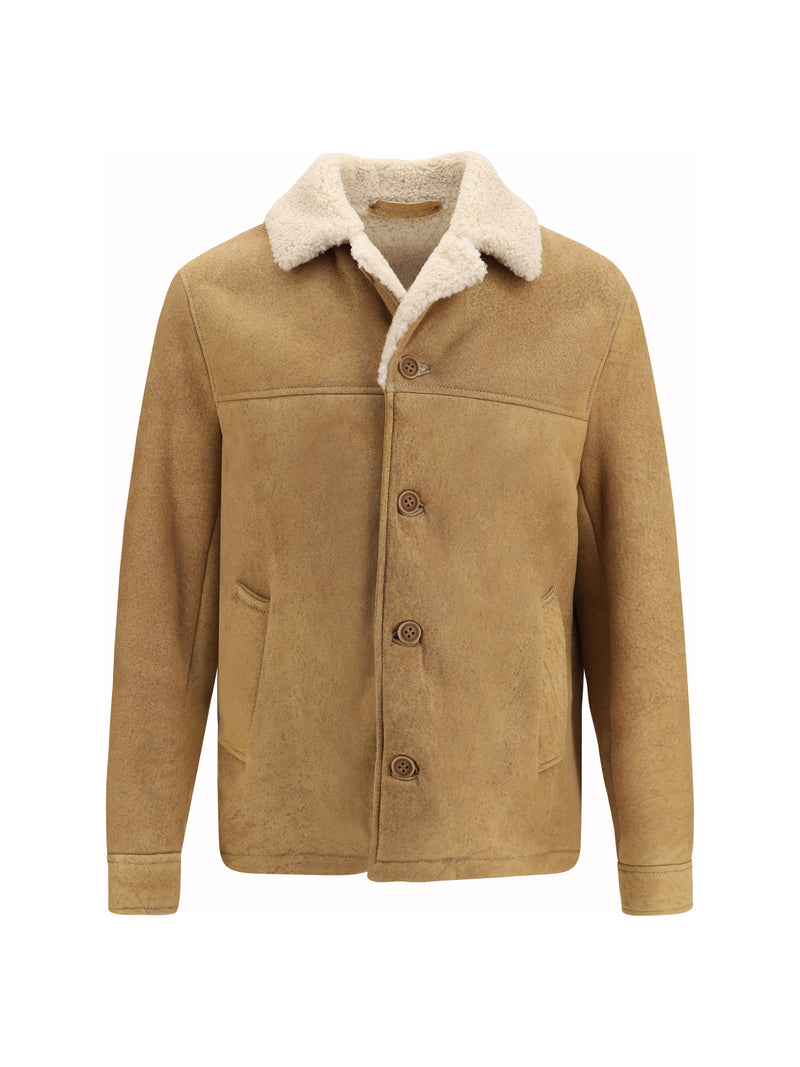 Salvatore Santoro Salvatore Santoro Sheepskin Leather Jacket Caramel/Beige - World Class Fashion