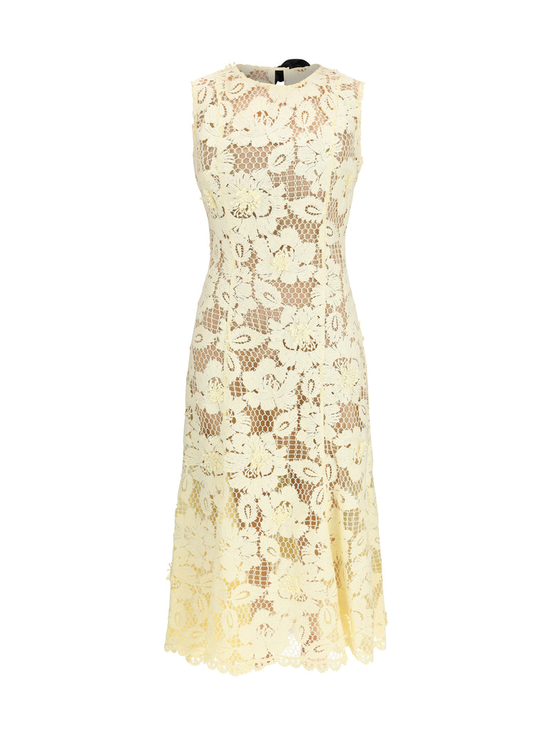 Self-portrait Self-portrait Crochet Lace Midi Dress Yellow - World Class Fashion