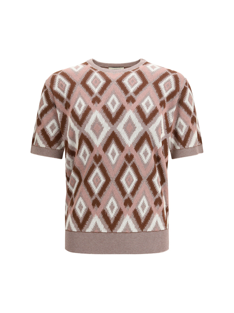 Piacenza Cashmere Piacenza Cashmere Short-sleeve Crewneck Sweater Rosa Antico - World Class Fashion
