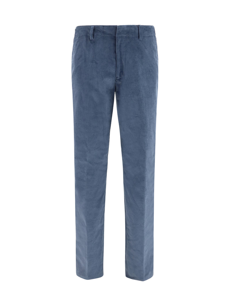 Etro Etro Roma Stretch Cotton Corduroy Pants Blue - World Class Fashion