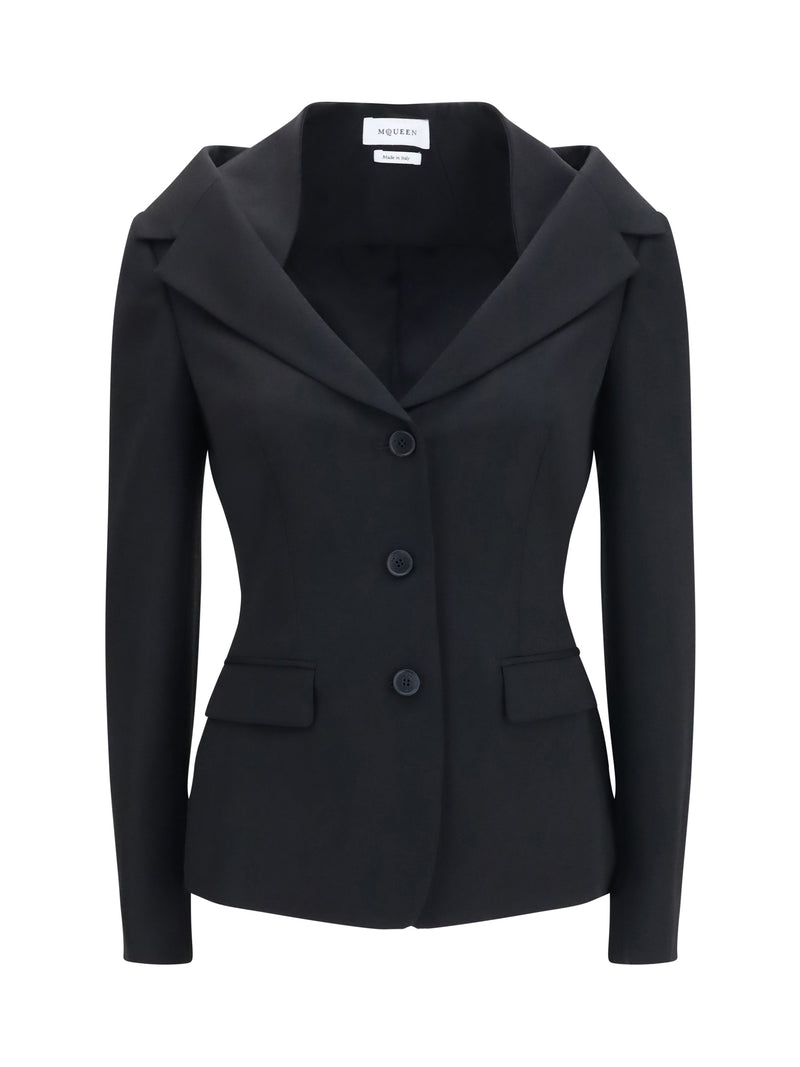 Alexander McQueen Alexander McQueen Chaqueta con hombros descubiertos Negra para mujer - World Class Fashion