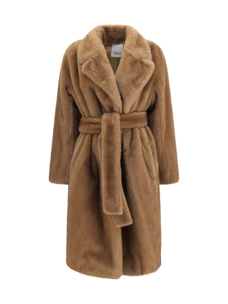 'S Max Mara 'S Maxmara Miss Faux Fur Coat Clay - World Class Fashion