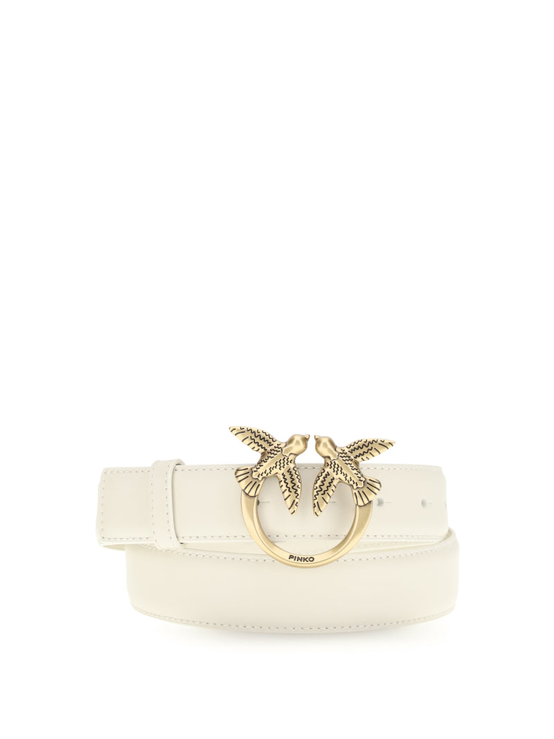 Pinko Pinko Love Berry Belt Bianco Seta-Antique Gold - World Class Fashion