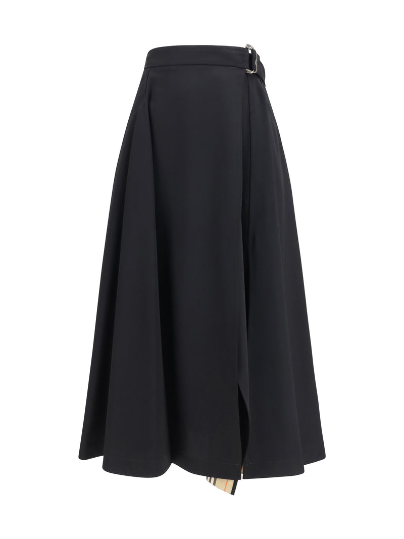 Burberry Burberry Wool Twill Midi Skirt Black Women - World Class Fashion