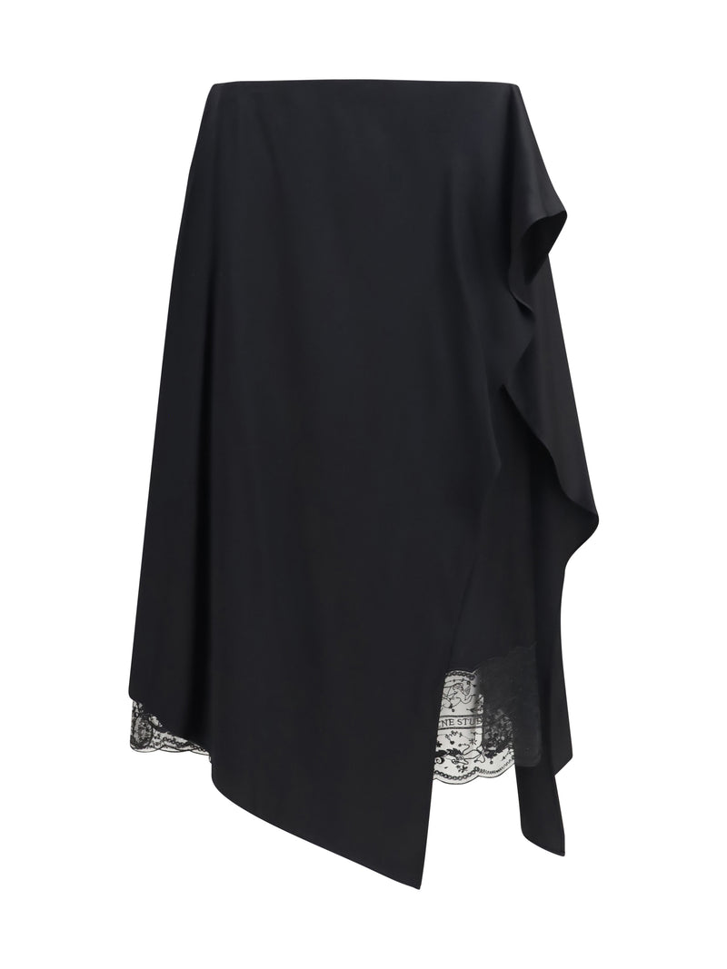 Acne Studios Acne Studios Layered Satin Skirt With Lace Details - World Class Fashion