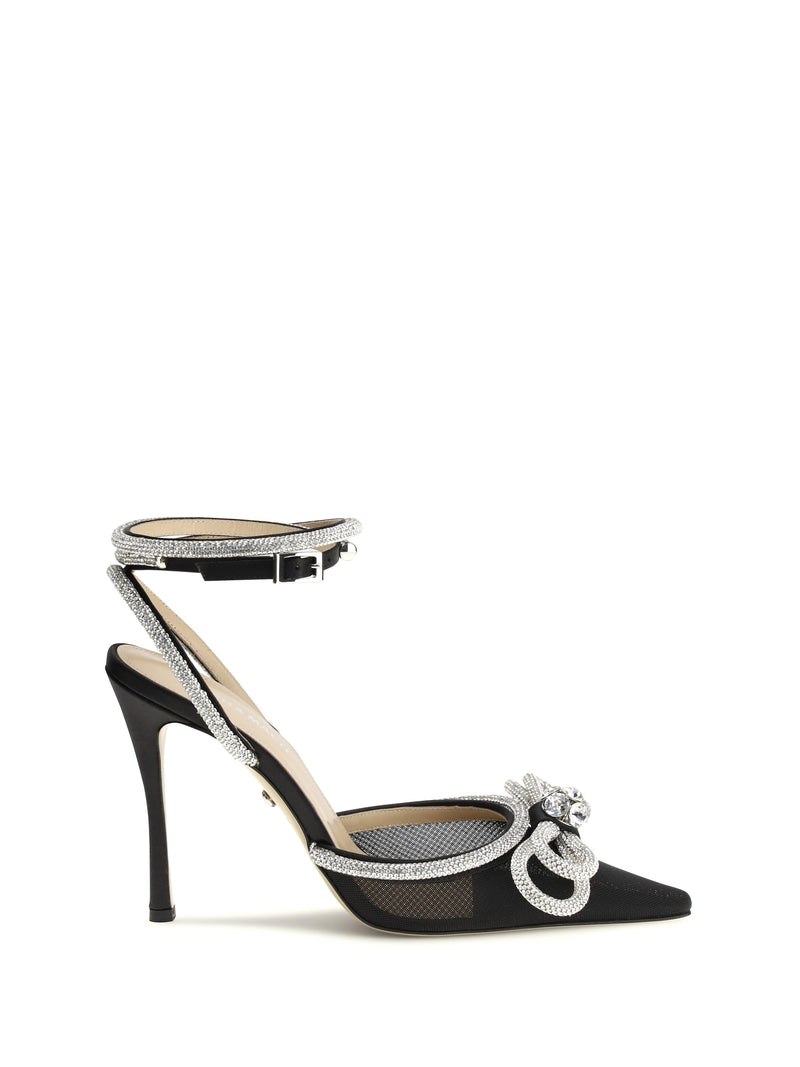Mach & Mach Mach & Mach Double Bow Satin Pumps Black - World Class Fashion