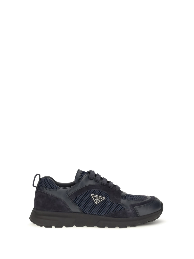 Prada Prada Prax Leather and Fabric Sneakers Blue Men - World Class Fashion