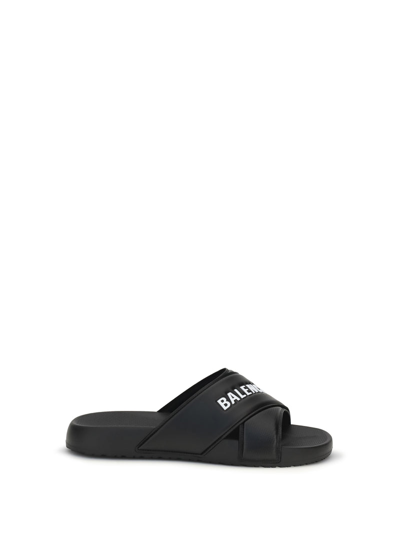 Balenciaga Sandalias Balenciaga con logo cruzado Negras/Blancas - World Class Fashion