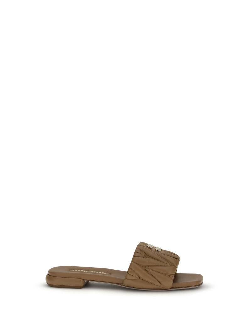 Miu Miu Miu Miu Matelassé Nappa Leather Sandals - World Class Fashion