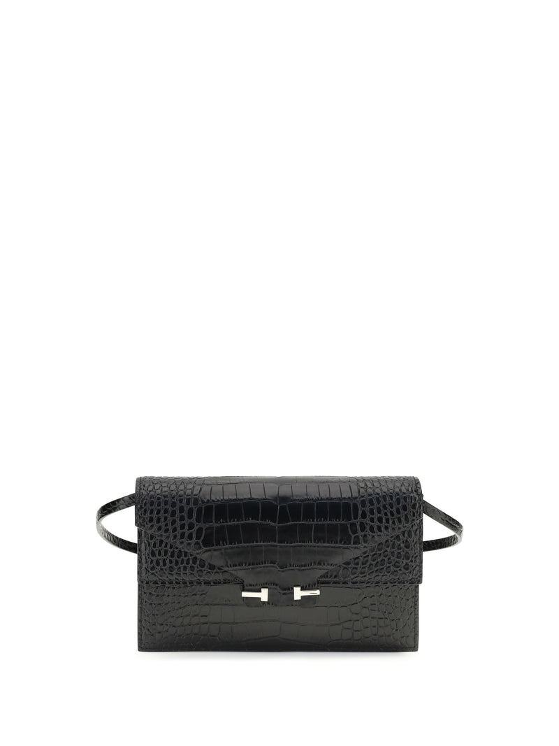 Tom Ford Tom Ford Crocodile Print Shoulder Bag Black - World Class Fashion