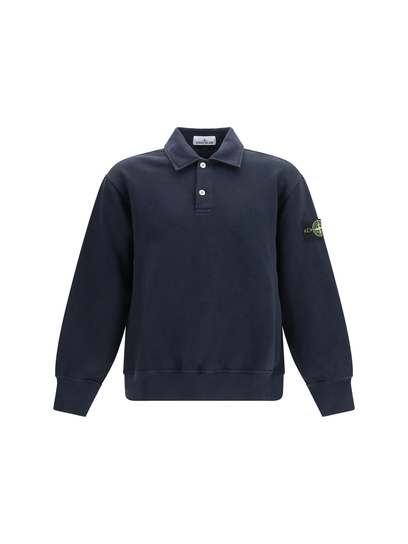 Stone Island Stone Island Logo Cotton Sweatshirt Navy Blue - World Class Fashion