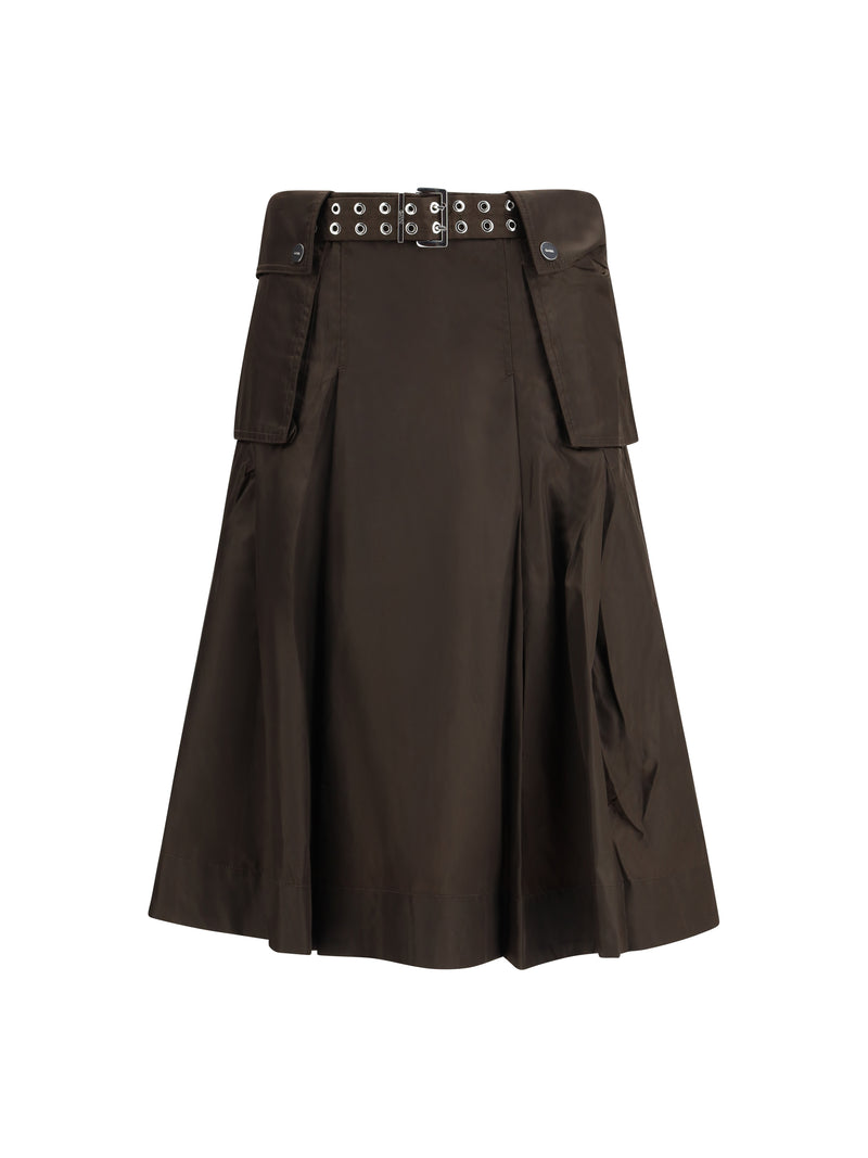 Ganni Ganni Duchesse Nylon Pleated Skirt Demitasse - World Class Fashion