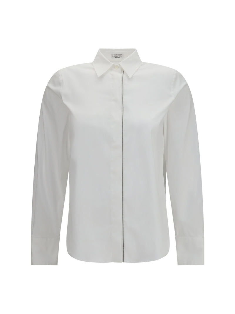 Brunello Cucinelli Brunello Cucinelli Stretch Cotton Poplin Shirt Bianco - World Class Fashion