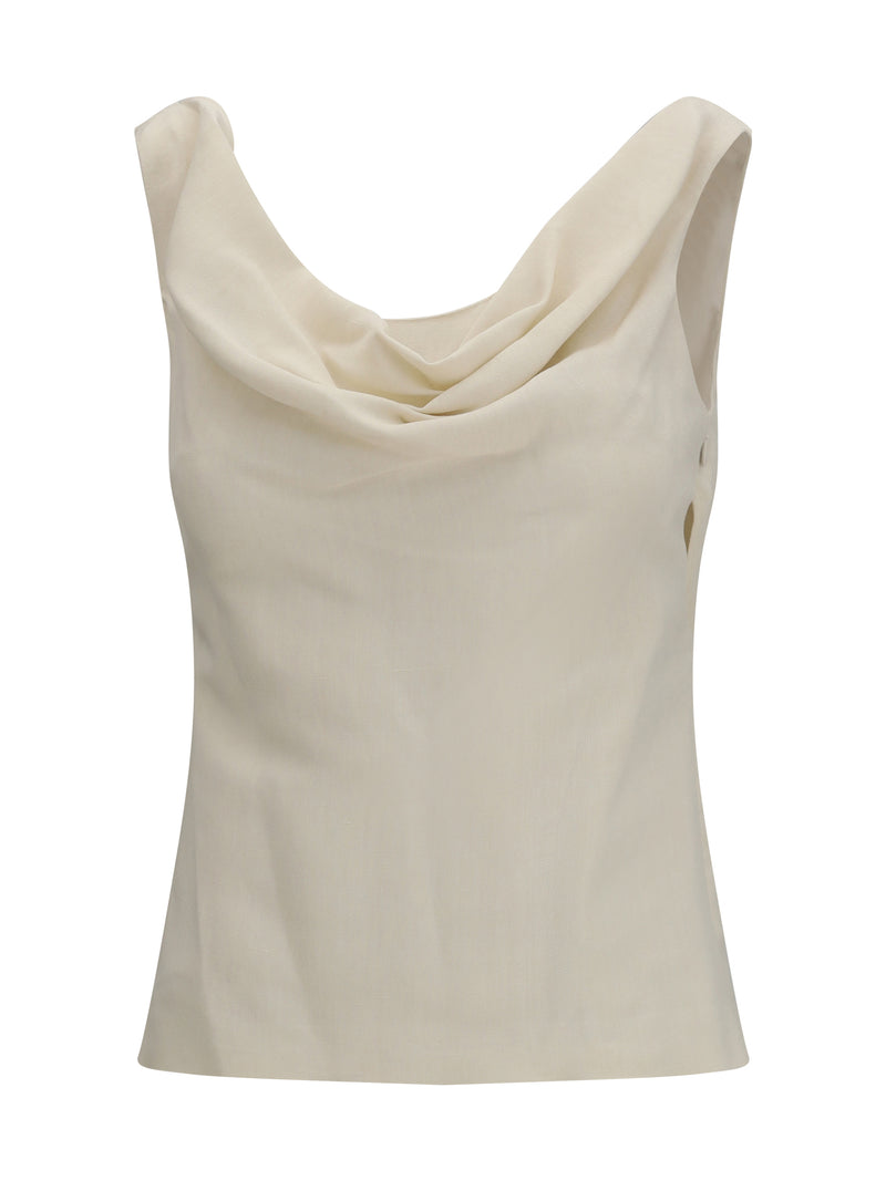 Brunello Cucinelli Brunello Cucinelli Viscose Linen Twill Top Panna - World Class Fashion