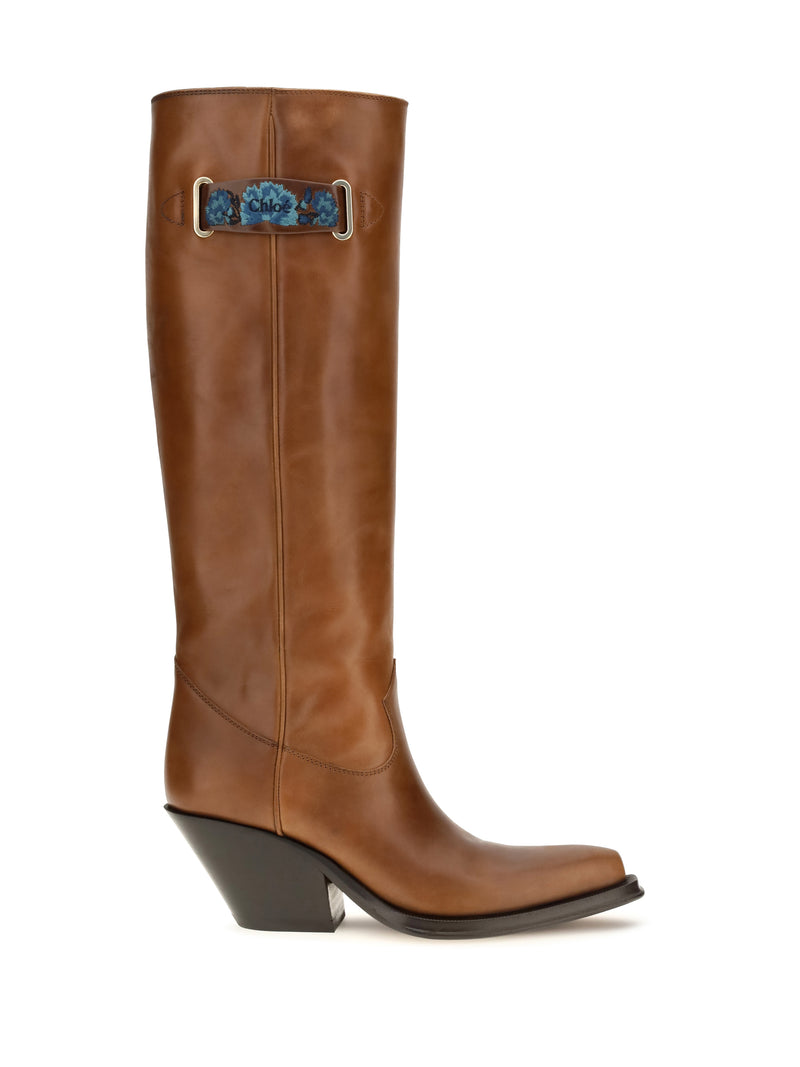 Chloe Chloé Azelan Over-the-knee Leather Boots Amber Brown - World Class Fashion
