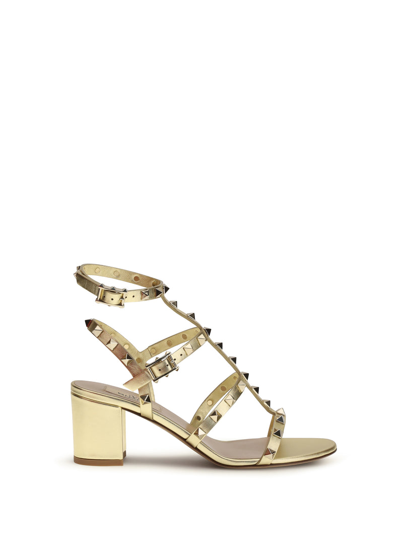 Valentino Garavani Valentino Garavani Rockstud Sandals Antique Brass Light - World Class Fashion