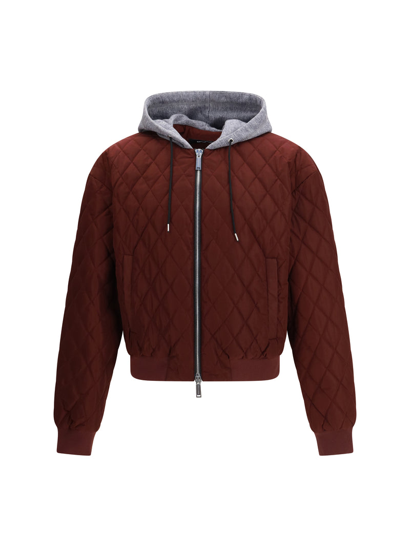 Dsquared2 Dsquared2 Quilted Hooded Bomber Jacket Bordeaux - World Class Fashion