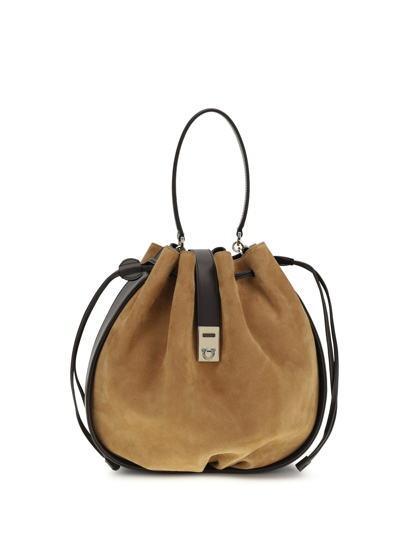 Ferragamo Ferragamo Hug Buckle Bucket Bag Naturale - World Class Fashion