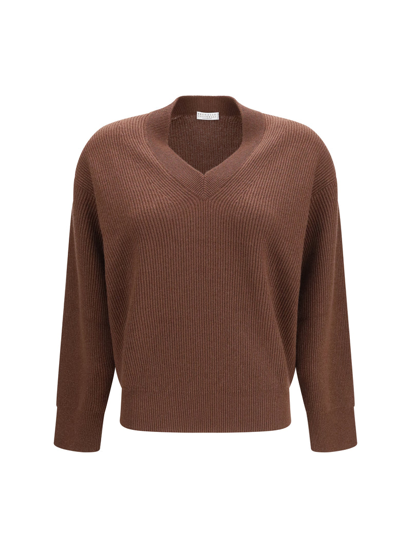 Brunello Cucinelli Brunello Cucinelli V-neck Sweater Chocolate/Dark Tobacco - World Class Fashion
