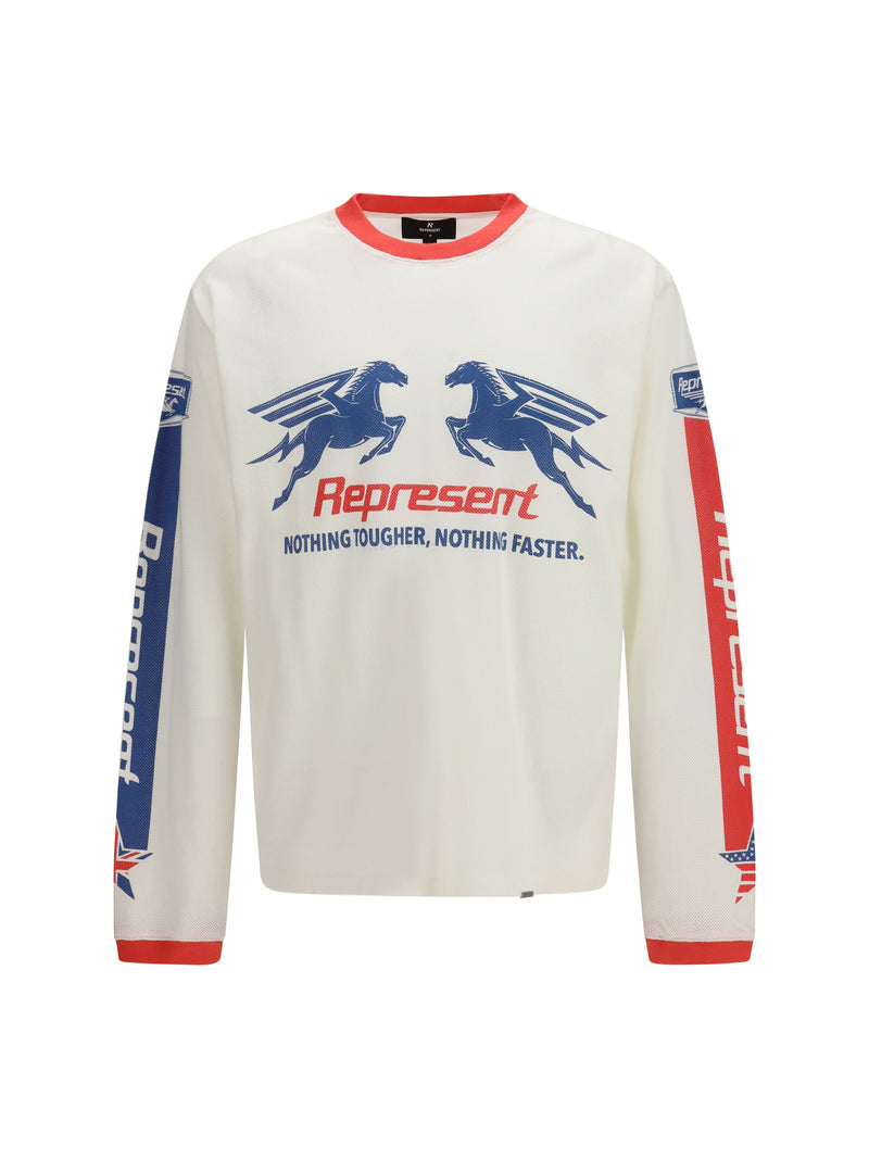 Represent Represent Mesh Pegasus Long Sleeve T-shirt Flat White - World Class Fashion