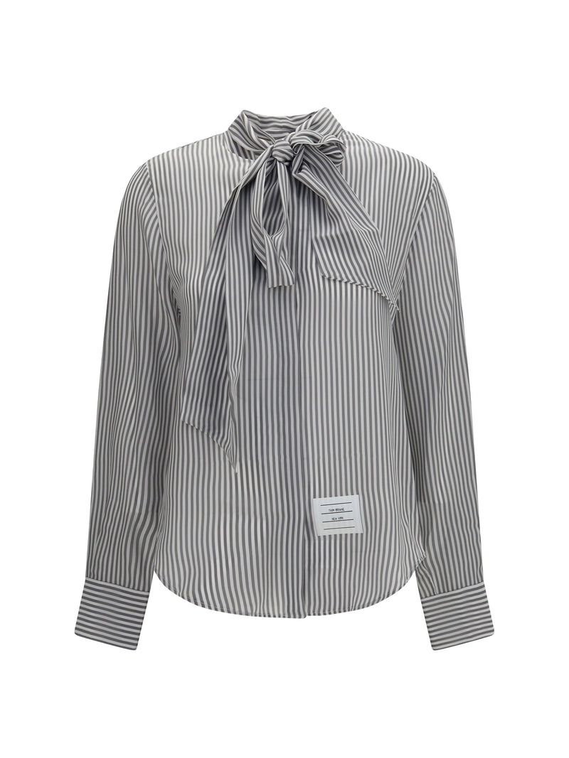 Thom Browne Thom Browne Striped Silk Shirt Medium Grey Women - World Class Fashion