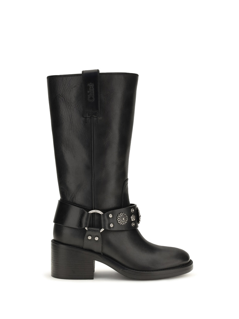Chloe Chloé Dakota Buckle Knee-high Boots Black - World Class Fashion
