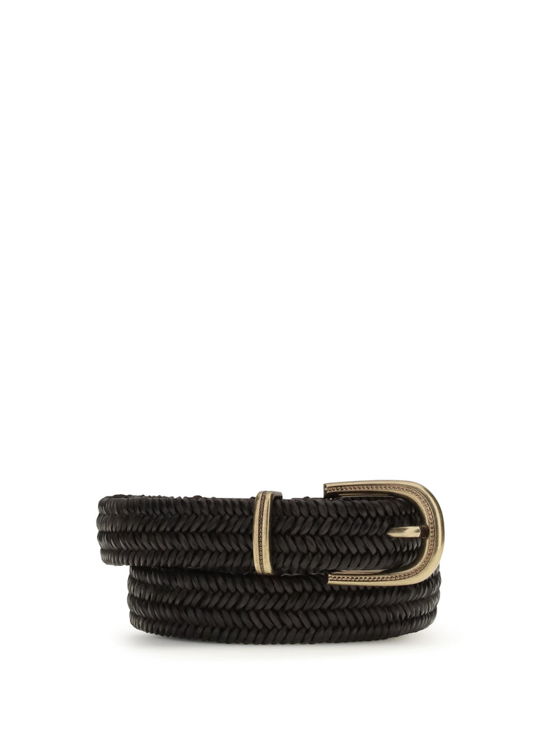 Brunello Cucinelli Brunello Cucinelli Braided Stretch Leather Belt Moro - World Class Fashion