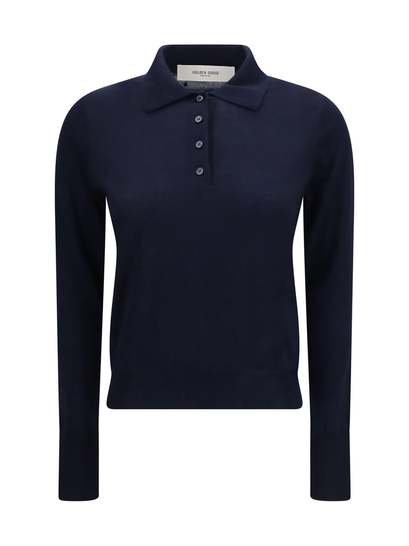 Golden Goose Golden Goose Merino Wool Polo Navy Women - World Class Fashion