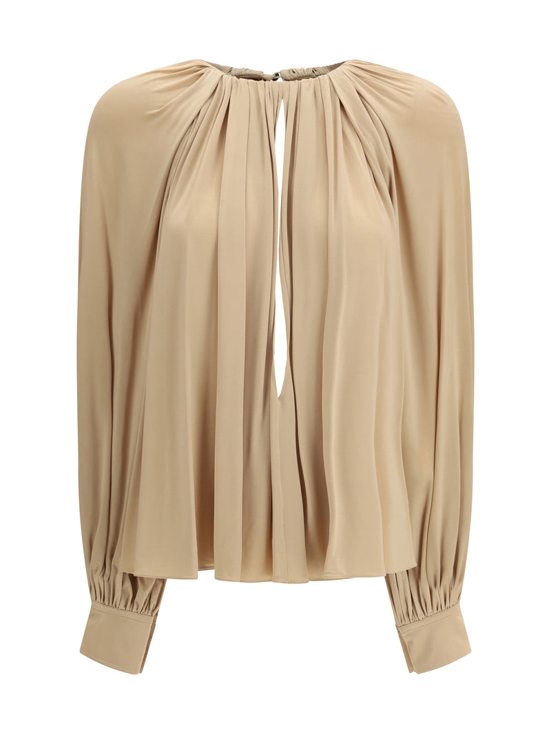 Ferragamo Ferragamo Open-back Blouse Beige/Marron - World Class Fashion