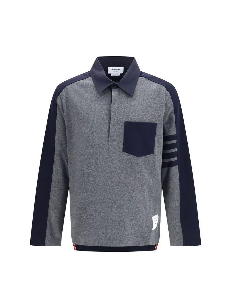 Thom Browne Thom Browne Oversized Colorblock Rugby Polo Grey - World Class Fashion