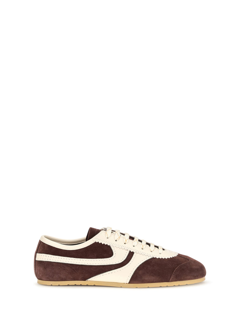 Dries Van Noten Dries Van Noten Leather Panelled Sneakers Dark Purple - World Class Fashion