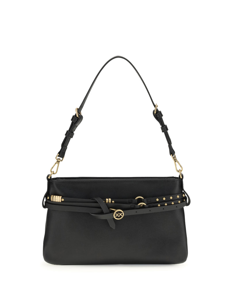 Pinko Pinko Belt Shoulder Bag Nero-Antique Gold - World Class Fashion