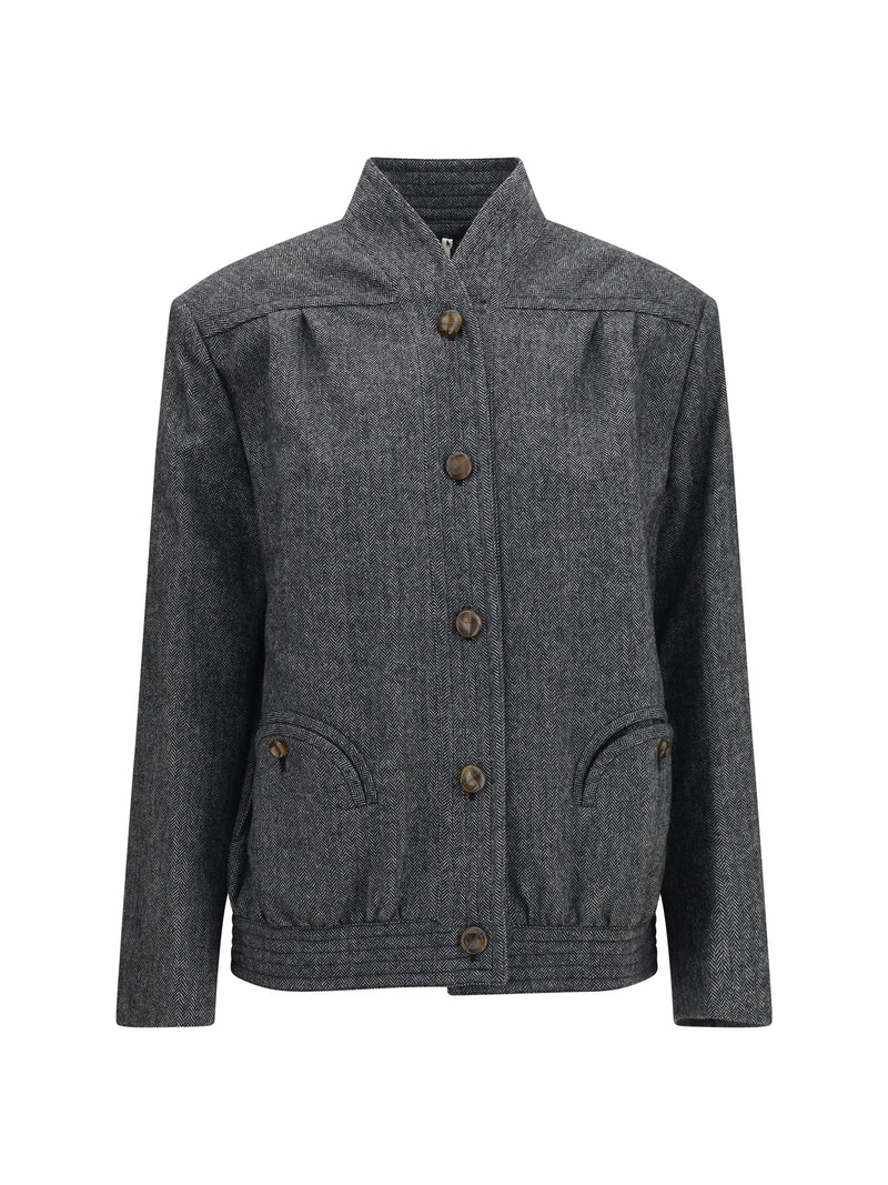 Blazè Milano Blazè Milano Coiba Herringbone Wool Blend Jacket Black & White - World Class Fashion