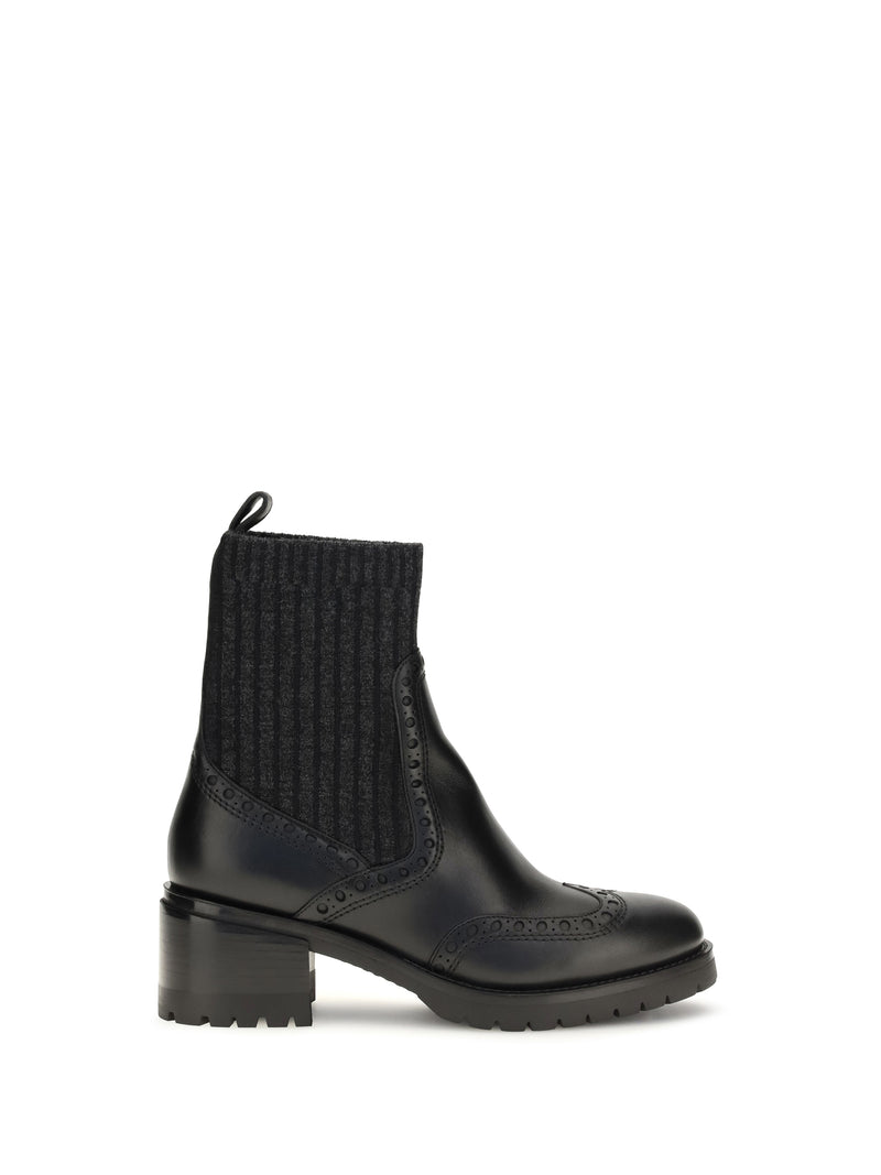 Santoni Santoni Ferret Leather Ankle Boots Black - World Class Fashion