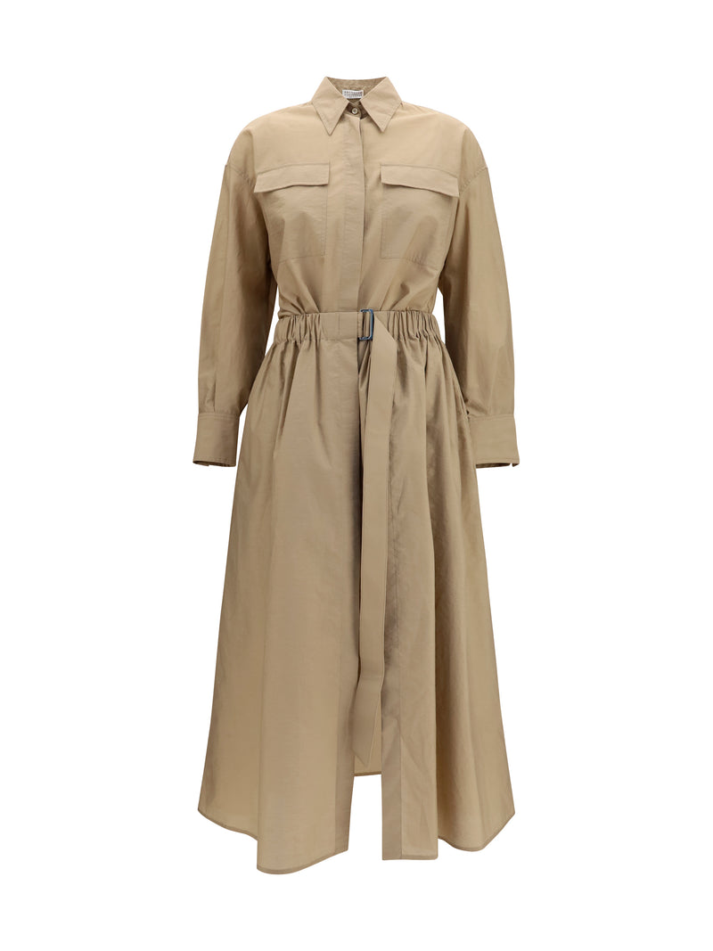 Brunello Cucinelli Brunello Cucinelli Camisa y Falda Vestido Beige Bleeker - World Class Fashion