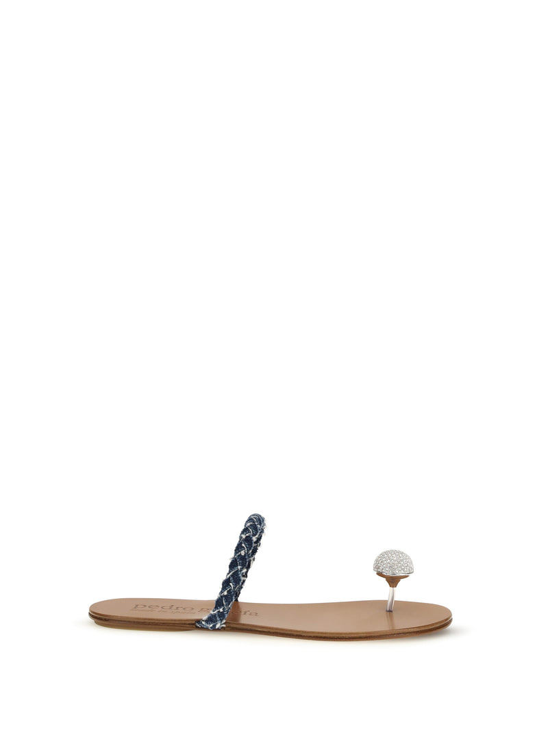 Pedro García Pedro García Jewel-Embellished Sandals Dark Denim-Rodio Crystal - World Class Fashion