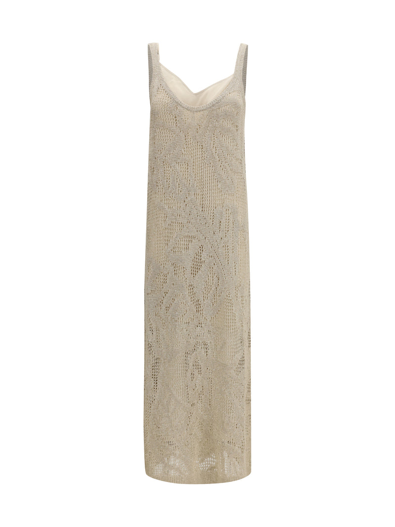 Brunello Cucinelli Brunello Cucinelli Dazzling Water Lillies Dress Beige - World Class Fashion