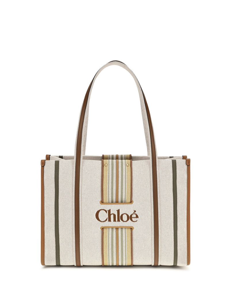Chloe Chloé Woody Loop Canvas Tote Bag Pure Brown - World Class Fashion