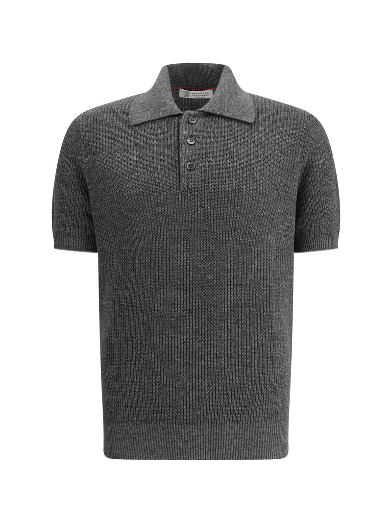 Brunello Cucinelli Brunello Cucinelli Cotton Polo Grigio Scuro+Spago - World Class Fashion