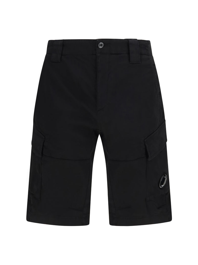 C.P. Company C.P. Company Sateen Stretch Cargo Bermuda Shorts Black - World Class Fashion