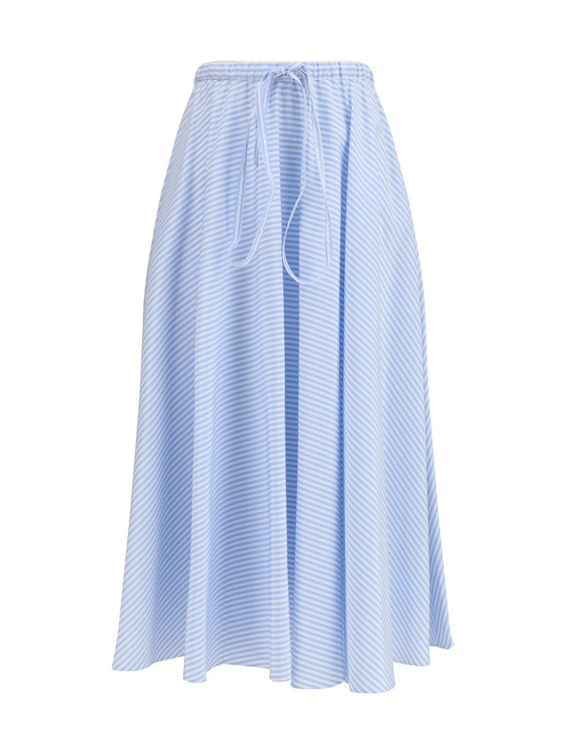 Crida Milano Crida Milano Striped Long Skirt Light Blue - World Class Fashion
