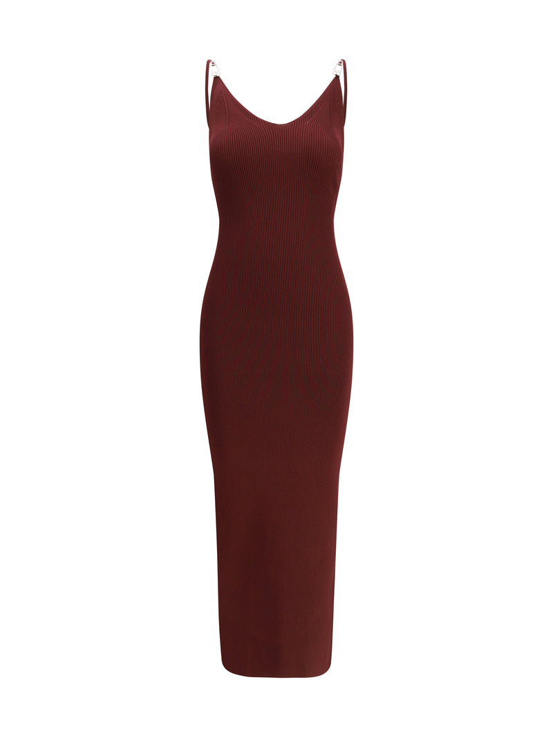 Versace Vestido lencero midi Versace Safety Pin color burdeos - World Class Fashion