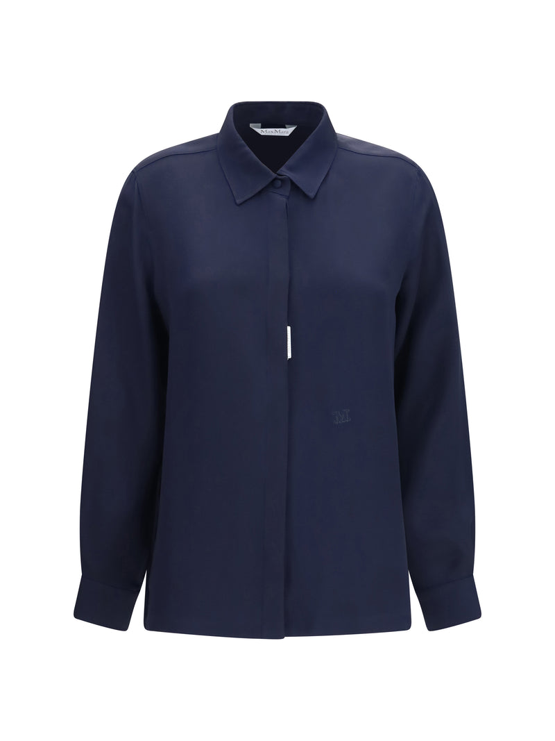 Max Mara Max Mara Geranio Crepe De Chine Shirt Blue - World Class Fashion