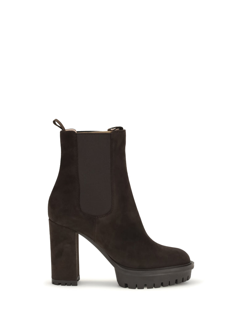 Gianvito Rossi Gianvito Rossi Barry Suede Ankle Boots Moka - World Class Fashion