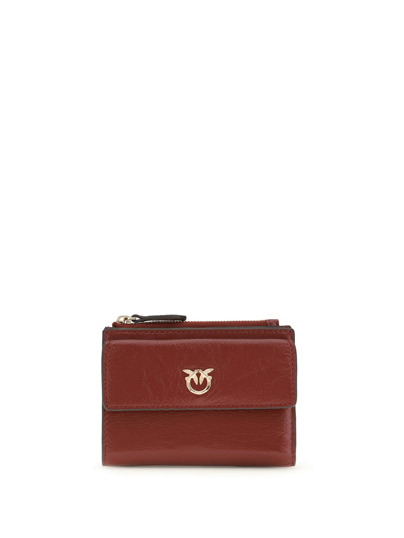 Pinko Pinko Leather Wallet Rosso Scuro-Gold Mordore' - World Class Fashion