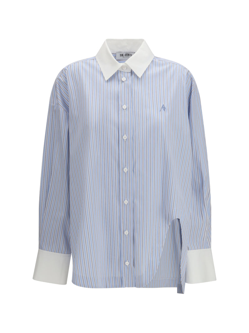 The Attico The Attico Striped Cotton Shirt Light Blue/White - World Class Fashion