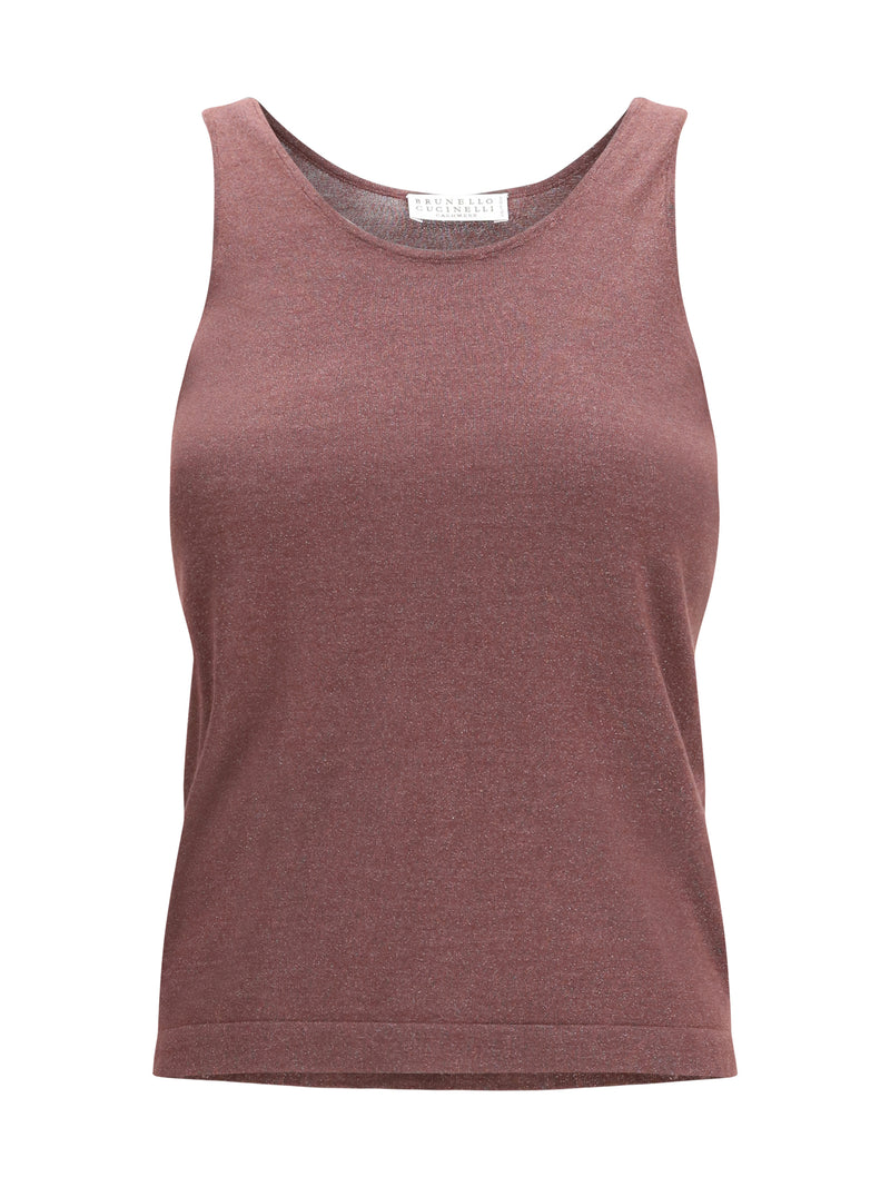 Brunello Cucinelli Brunello Cucinelli Sparkling Knit Tank Top Rhubarb - World Class Fashion