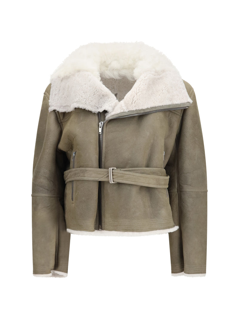 Rick Owens Rick Owens Cropped Suede And Shearling Flight Jacket - World Class Fashion