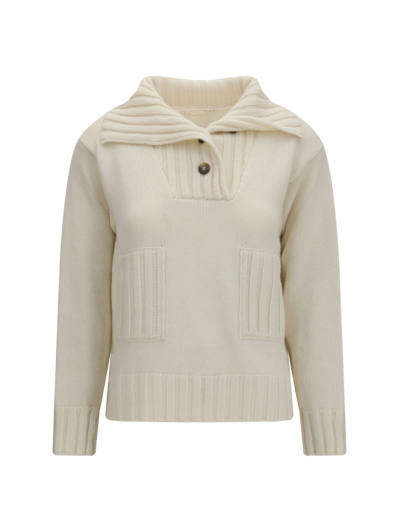 Ella Ella Ribbed Neck Cashmere Sweater Panna - World Class Fashion